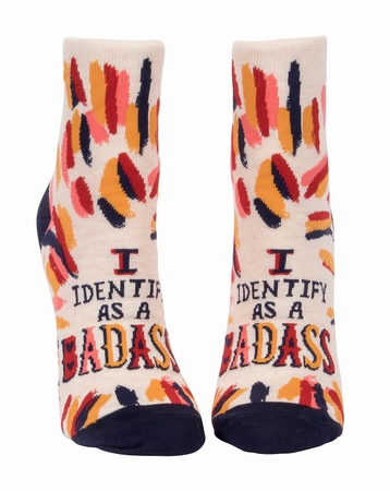 I Identify As A Badass - Kurze Damensocken Blue Q