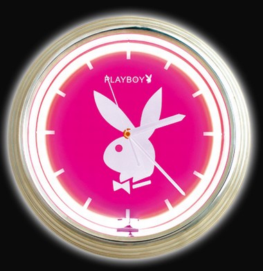 Playboy neon Wanduhr Classic pink