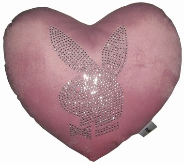 Playboy Kissen Herz Voll-Strass - pink