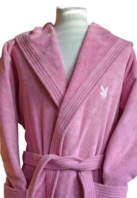 Playboy Bademantel - pink/weiss und weiss/pink